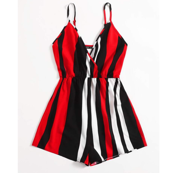 SHEIN Pants - SHEIN Surplice Neck Colorblock Slip Romper size 1X